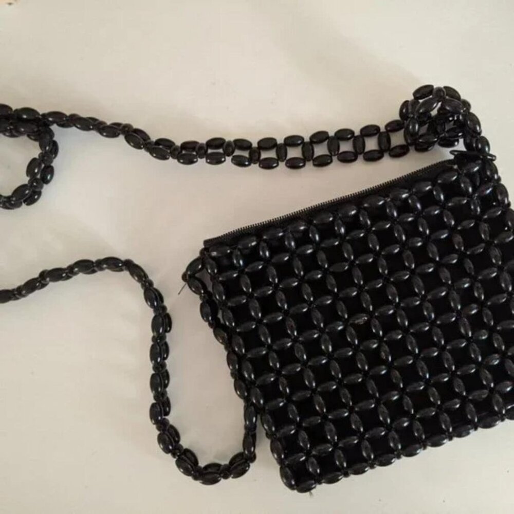 Vintage black beaded bag